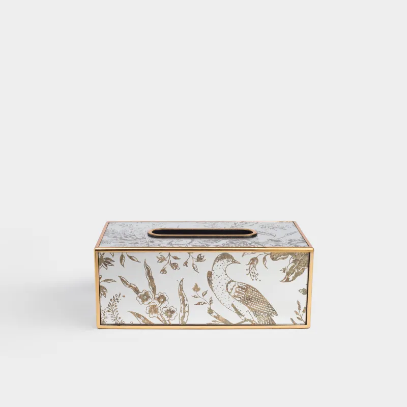 Paper napkin box, 25x13 cm, plastic / glass, Mirror, Bird, Bluebird