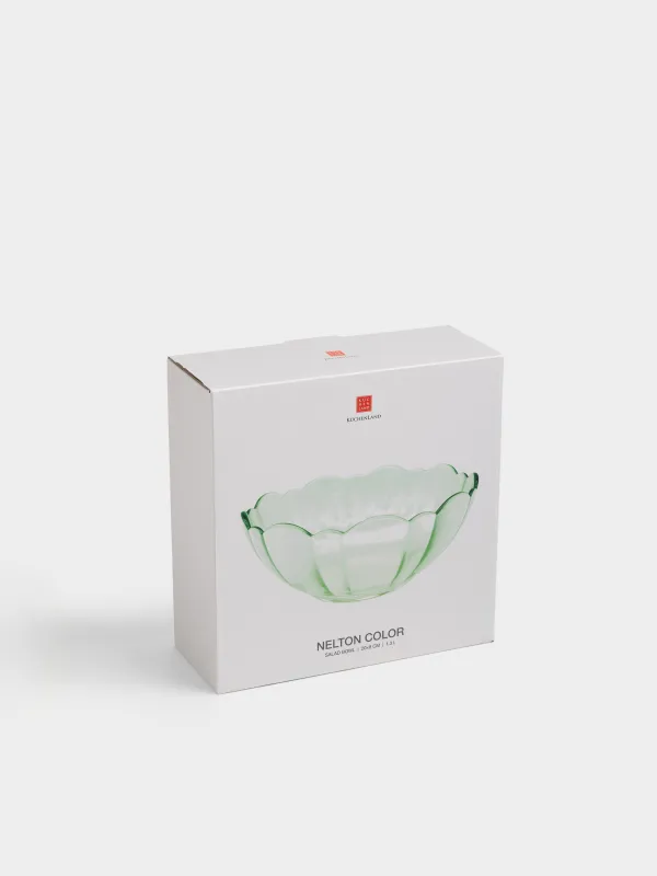 Salad bowl, 20x8 cm, 1.3 l, glass, green, Nelton color, image-5