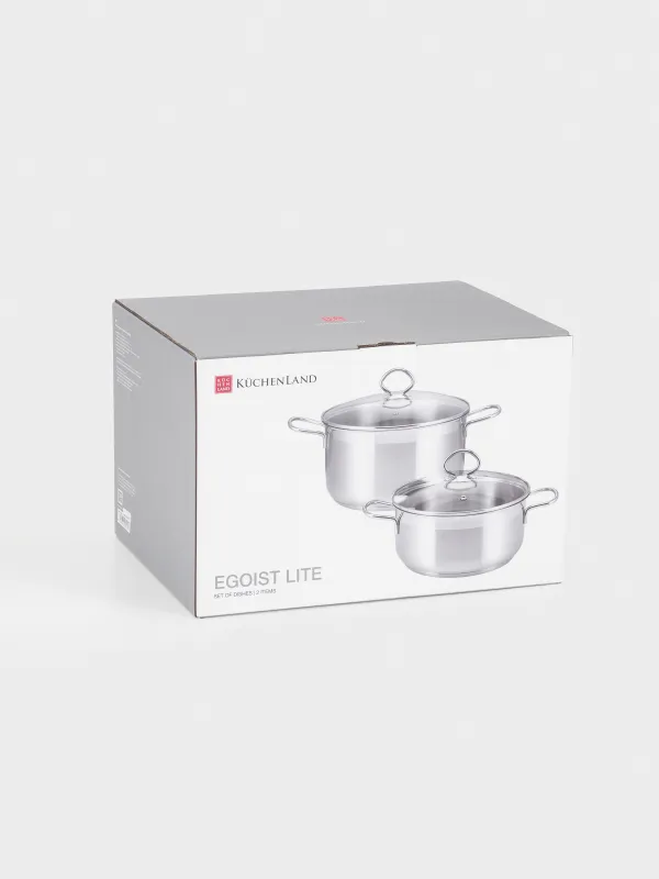 Cookware set, 2 items, steel / glass, Egoist lite, image-4