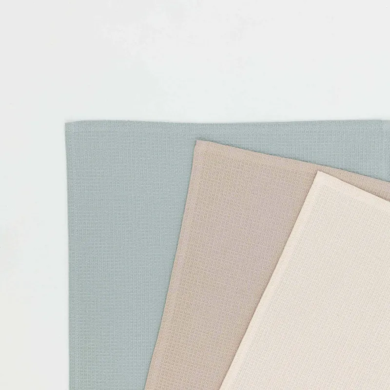 Kitchen towel, 40x60 cm, 3 pcs, cotton, menthol/brown / beige, Waffle, image-1