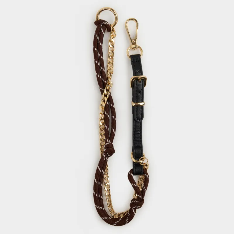 Keychain, 35 cm, metal / polyurethane / polyester, brown-black, Knot