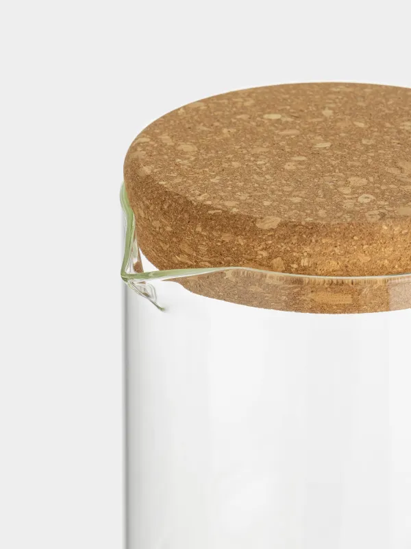 Jug, 1,7 l, with lid, glass B/cork, Clear font, image-1