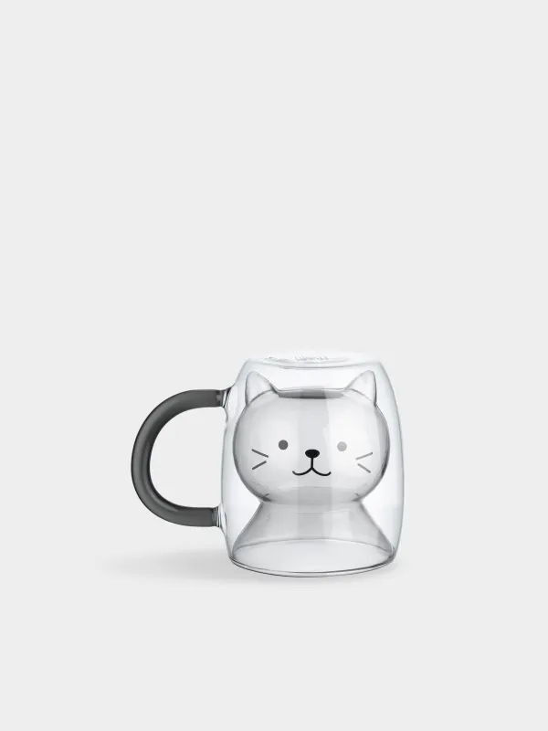 Mug, 300 ml, glass B, Cat/Inverted dog, Air shape, image-1