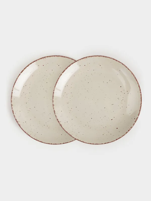 Dinner plate, 27 cm, 2 pieces, ceramic, beige, speckled, Speckled, image-0