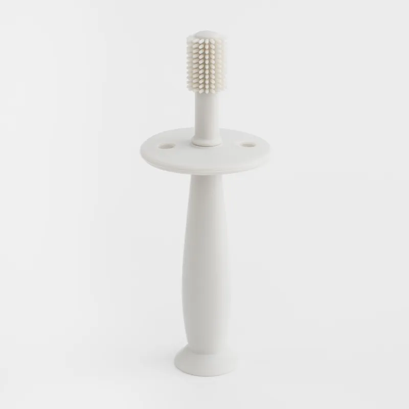 Dental brush with limiter, children's, 12 cm, silicone, beige, Kiddy