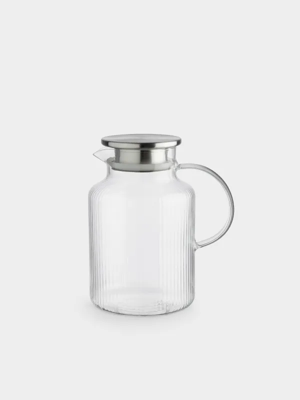 Jug, 1,7 l, with filter cap, used glass / steel, Ribby, image-0