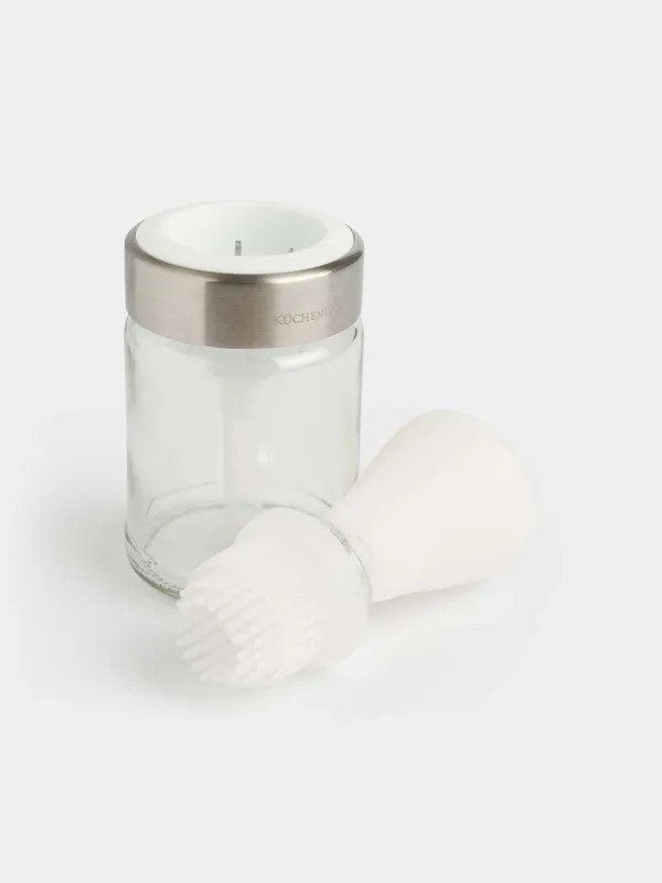 Oil container, 100 ml, with brush, glass / silicone, Comfort light, image-1