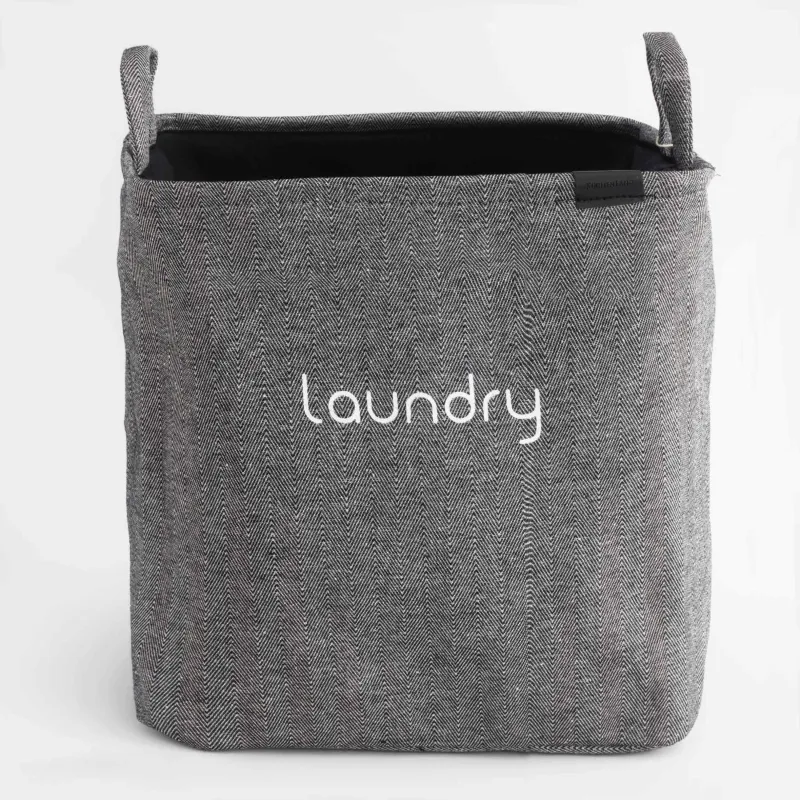 Laundry storage bag, 35x25x40 cm, with handles, polyester, rectangular, Grey, Navy