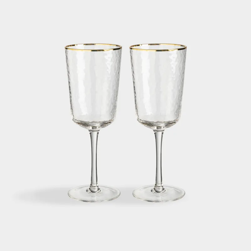 Drinking glass, 350 ml, 2 pcs, glass, with golden edging, Ripply gold
