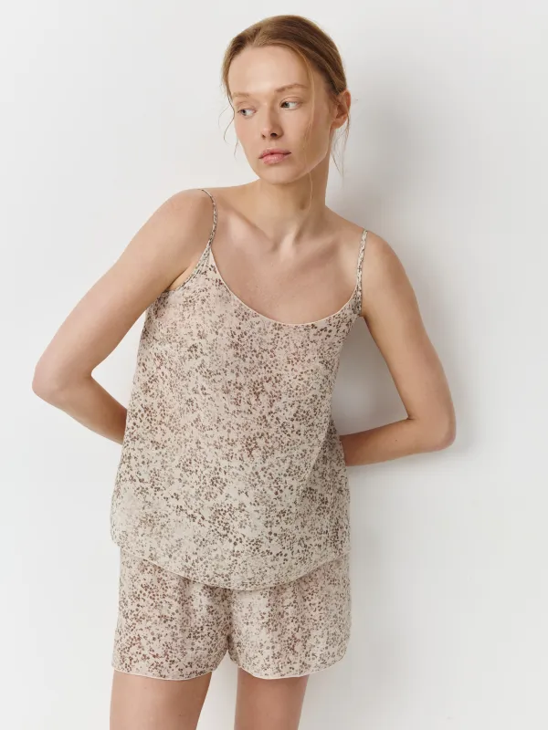 Women's top, homewear, size L, straps, viscose / nylon, milky, Dots, Odelia, image-0
