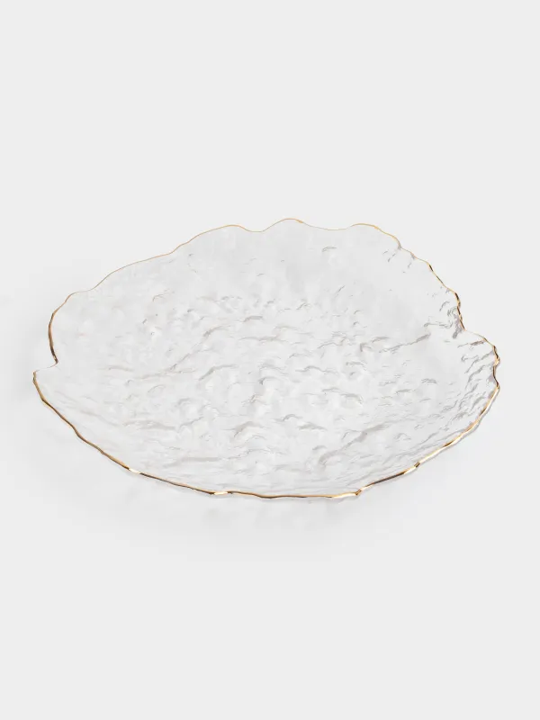 Dish, 30 cm, glass, with golden edging, Nautilus gold, image-0