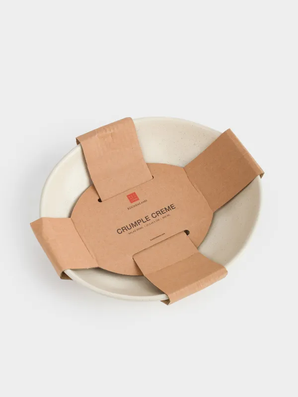 Salad bowl, 22x6 cm, 800 ml, ceramic, milky, Crumpled effect, Crumple creme, image-6