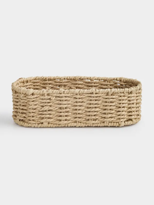 Cutlery basket, 25x10 cm, braided, cellulose, Oval, Braided, image-0