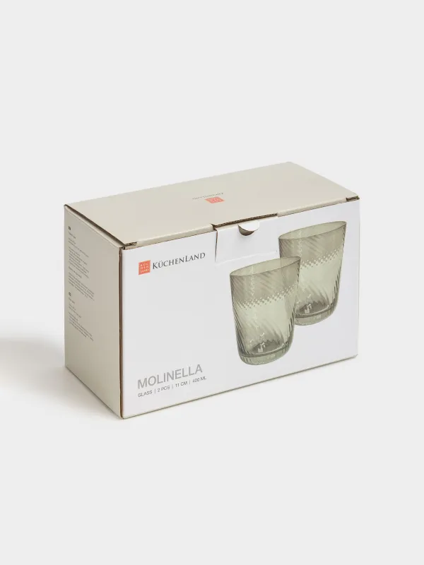 Glass, 11 cm, 420 ml, 2 pcs, glass, green, Molinella, image-5
