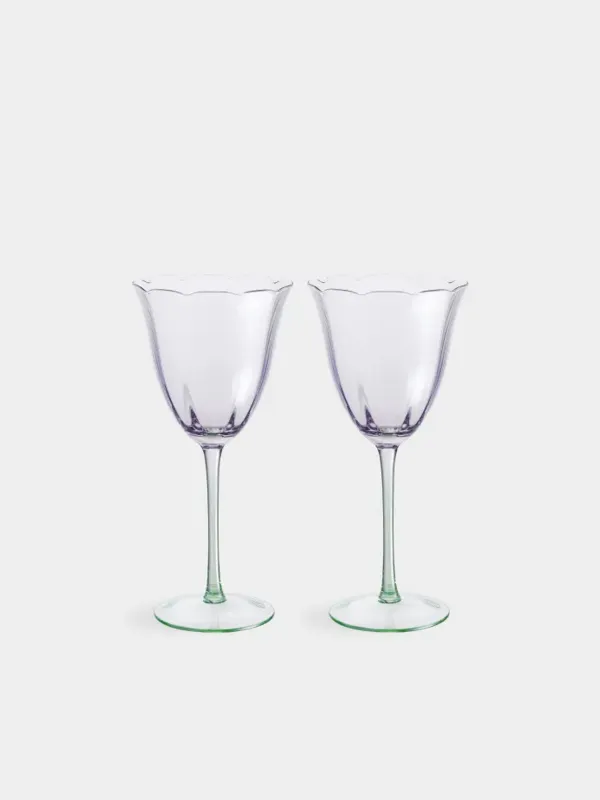 Drinking glass, 340 ml, 2 pcs, glass, purple-green, Flevertino, image-0