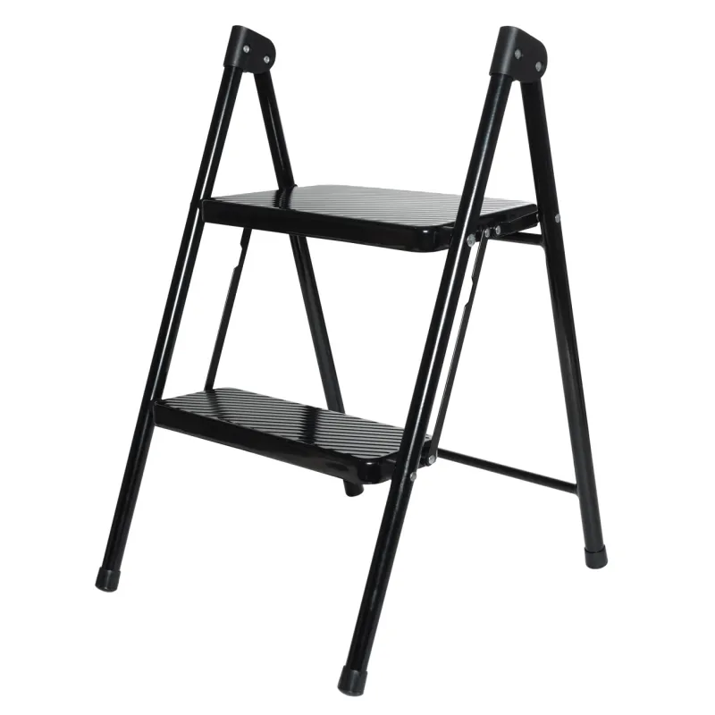Stepladder, 63x47 cm, 2 steps, steel / plastic, black, Compact Black, image-0