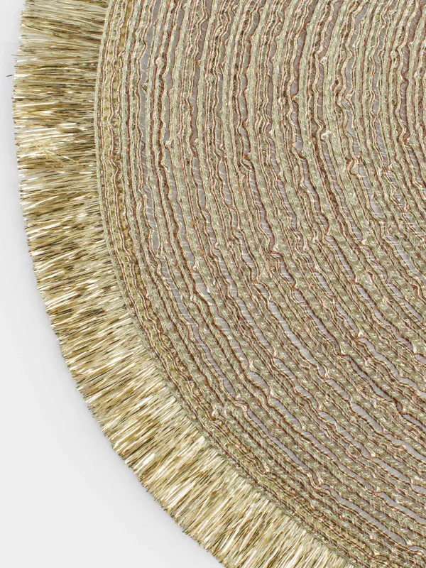 Placemat, 30x45 cm, fringed, polyester, oval, golden, Rotary shine, image-2