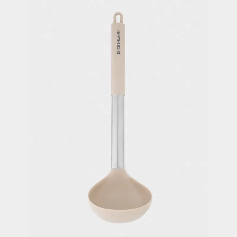 Ladle, 31 cm, silicone / steel, grey-beige, Metallic