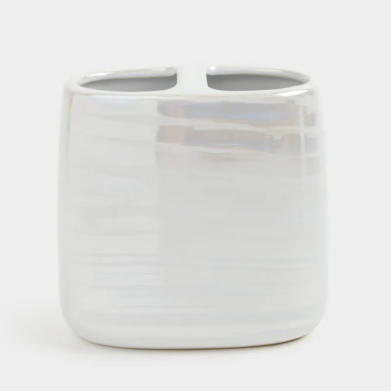 Toothbrush holder, 11 cm, ceramic, white, mother of pearl, Odyssey
