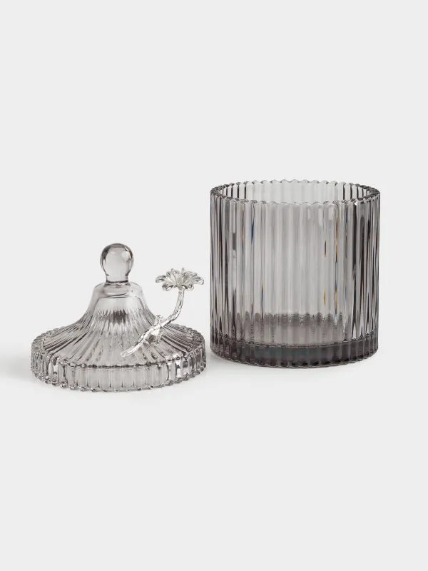 Storage container, 17x11 cm, 550 ml, with lid, glass R / metal, gray, Bird, Selene, image-2