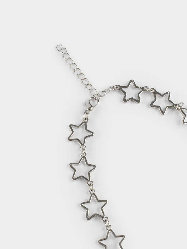 Chain, 43 cm, metal, Silver, Stars, Comete, image-2