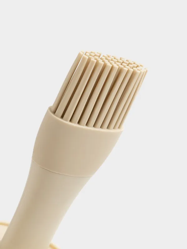 Oil container, 180 ml, with brush, glass / silicone, milky, Milk kitchen, image-4