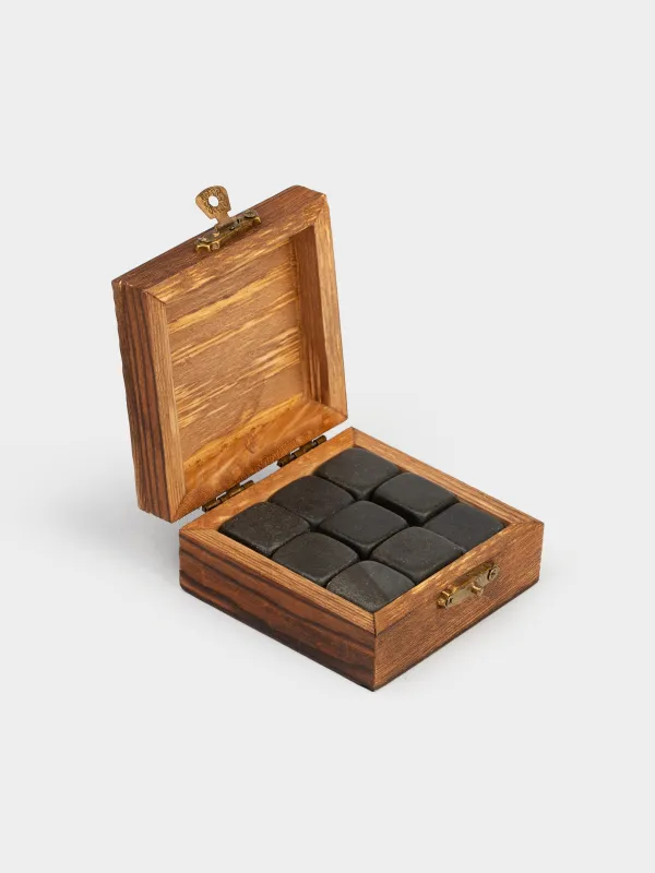 Set of cubes for cooling drinks, 10 pr, in a box, basalt, image-1