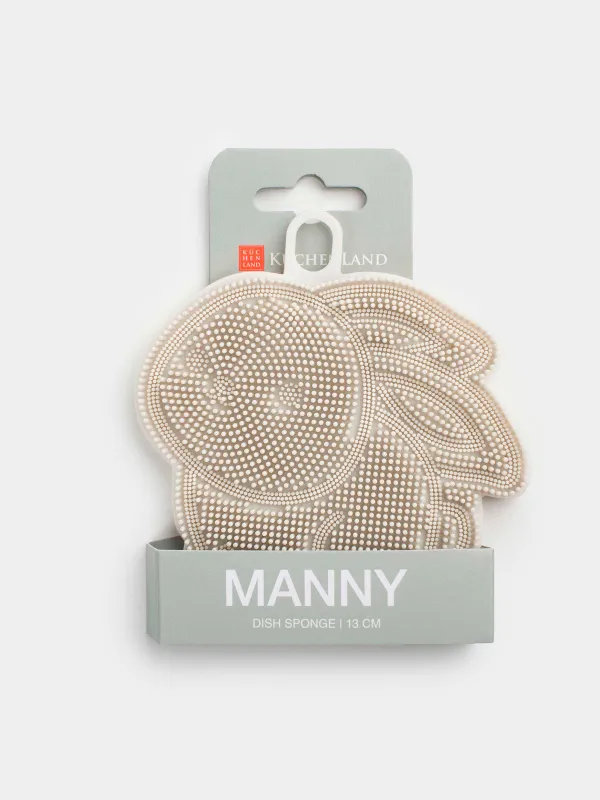 Dish washing sponge, 13 cm, Silicone, gray, Rabbit, Manny, image-4