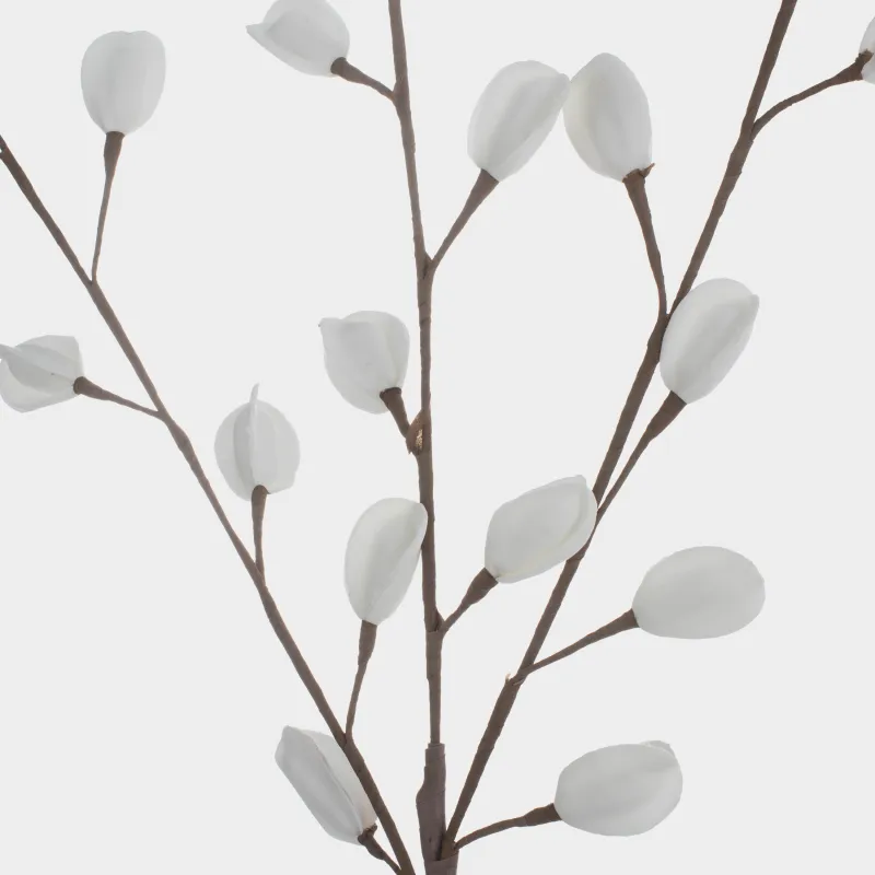 Decorative branch, 1 m, plastic / foam, White leaves, Flower garden, image-2