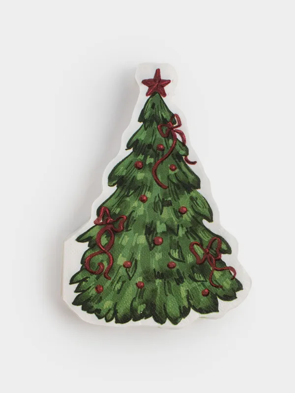 Paper napkins, 20x30 cm, 20 pcs, shaped , white, Spruce with a star, Christmas traditions, image-0