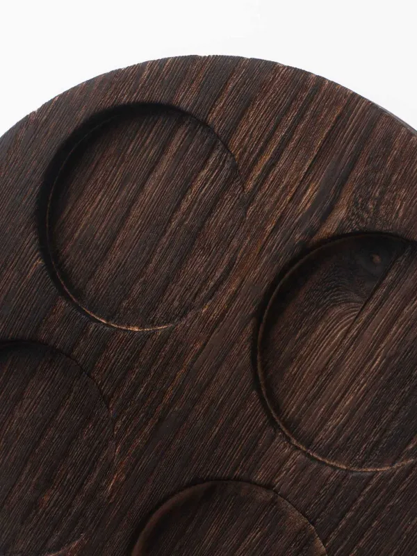 Drinking glass, 80 ml, 4 pcs, on a stand, glass/metal/tree, Eagle and beasts, Lux elements decor, image-4