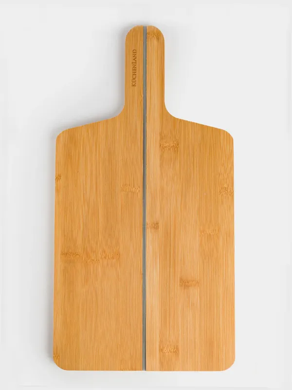 Cutting board, 40x21 cm, folding, with handle, bamboo / silicone, rectangular, Bamboo, image-0