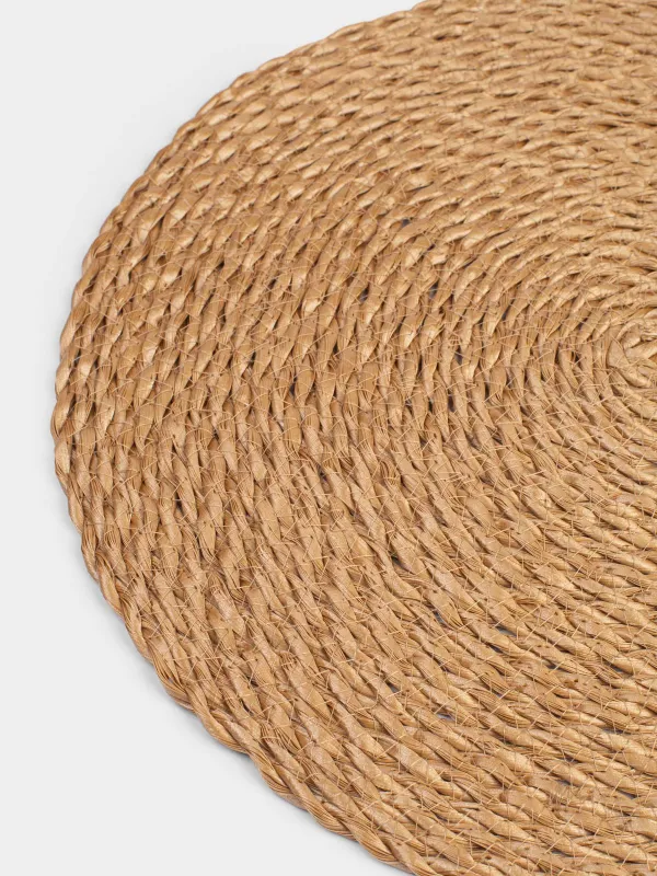Placemat, 38 cm, polypropylene, round, sand, Weaving, Volute, image-1