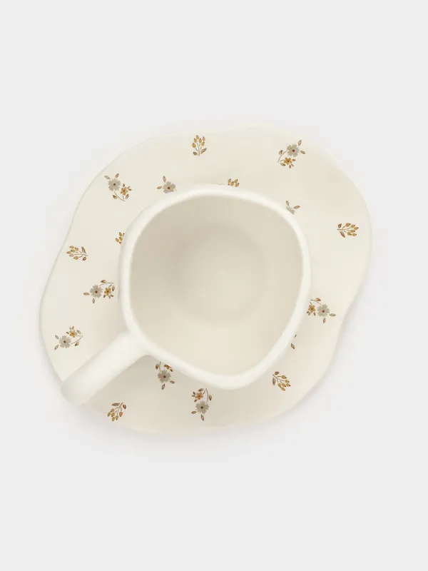 Tea pair, 1 person, 2 items, 360 ml, ceramics, milky, Vintage flowers, La flore, image-3