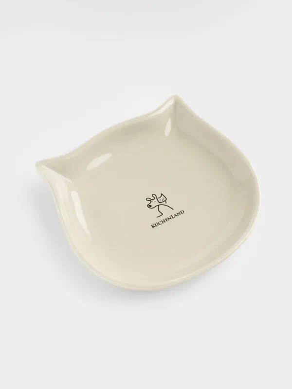 Pet bowl, 14x13 cm, 100 ml, flat, ceramic, grey, Cat, Whiskers, image-3