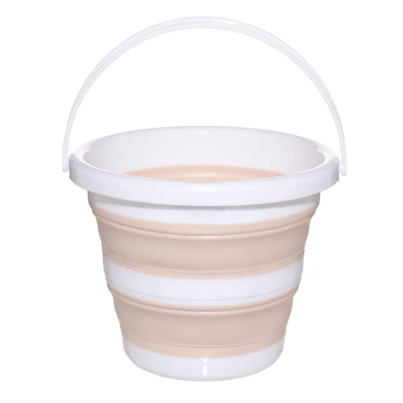 Foldable bucket, 5 l, plastic / rubber, beige-pink, Foldaway, image-0