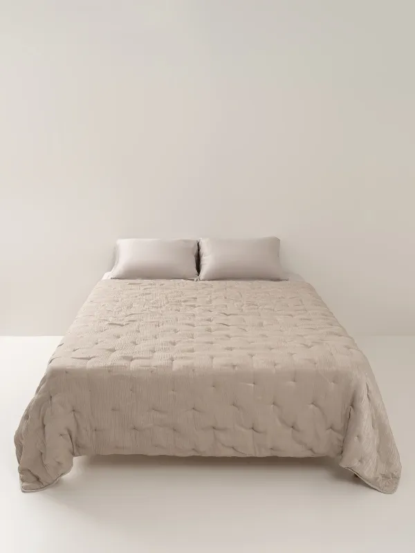 Bedspread, 220x240 cm, velvet, sand, Stitch velvet, image-5