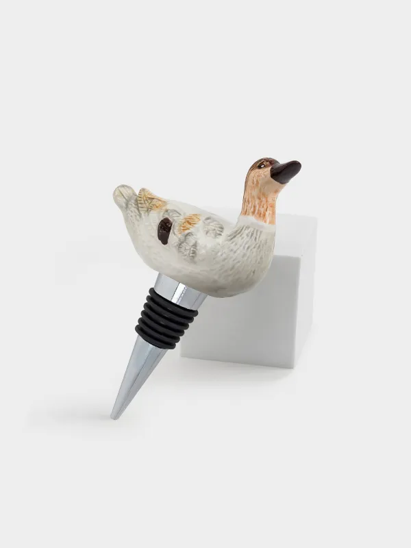 Bottle stopper, 12 cm, metal / ceramic, Duck, Duck, image-3