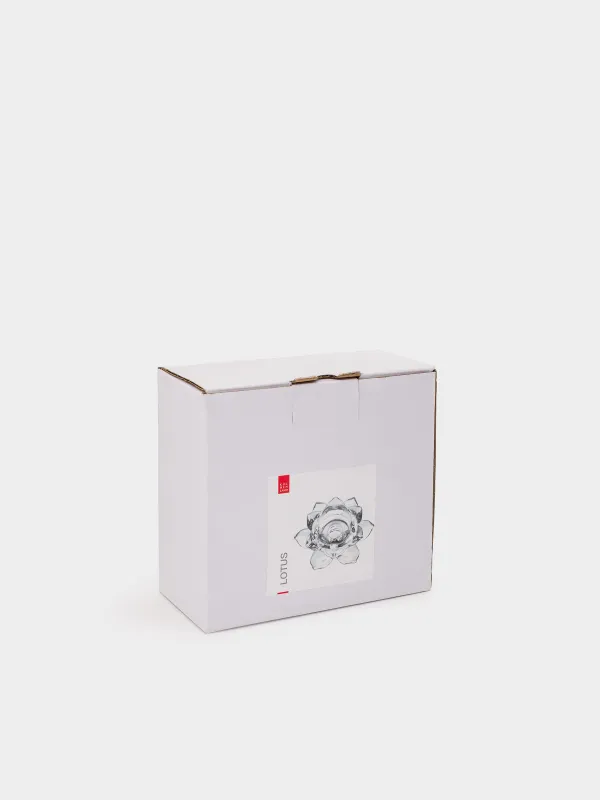 Candlestick, 12 cm, for tea / thin candle, glass, Lotus, Lotus, image-4