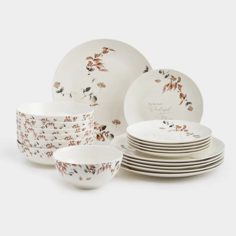 Dining set, 6 persons, 19 items, porcelain N, Autumn flowers, Refined floral