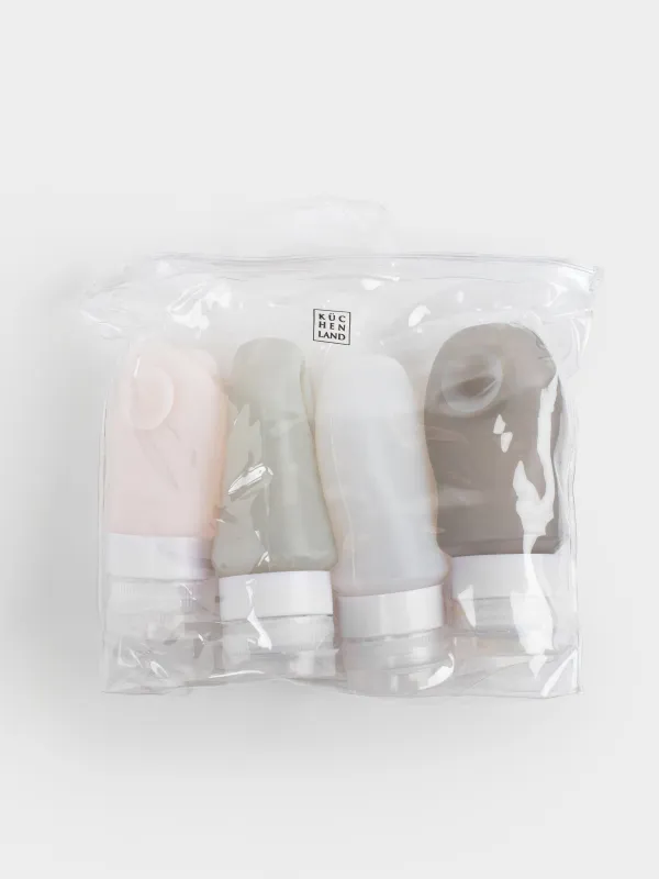 Travel Bottle Set, 4 pcs, suction cup, cosmetic bag, Silicone, Travel color, image-4