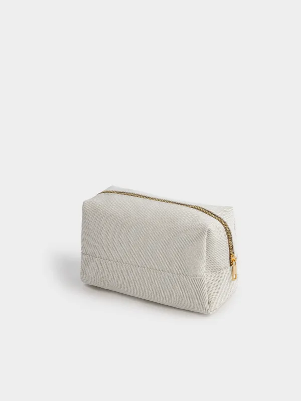 Cosmetic bag, 23x13 cm, polyester, beige, Canvas, image-4