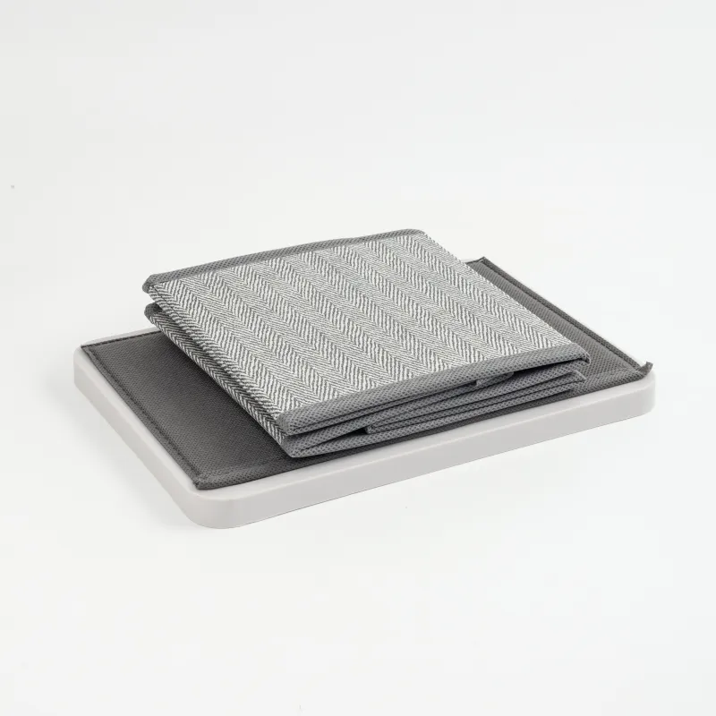 Organizer-box for things, 25x17 cm, with handles/lid, textile / plastic, gray, Pedant new, image-4