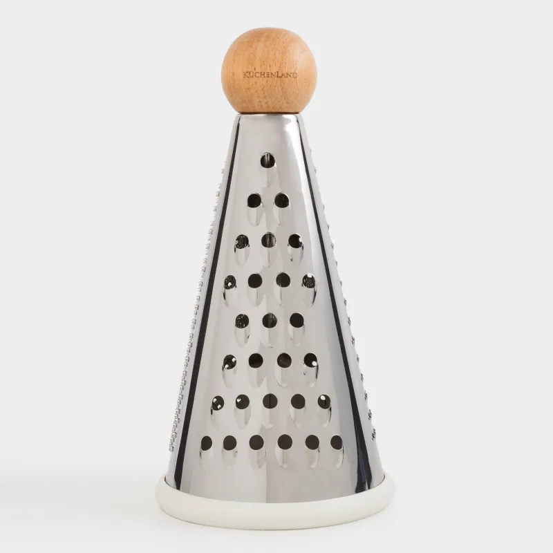 Grater, 20 cm, steel / wood, round, beige, Wood kitchen