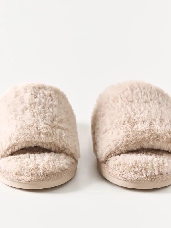 Women's slippers, homewear, size 36-37, faux fur, beige, Bushy, image-3