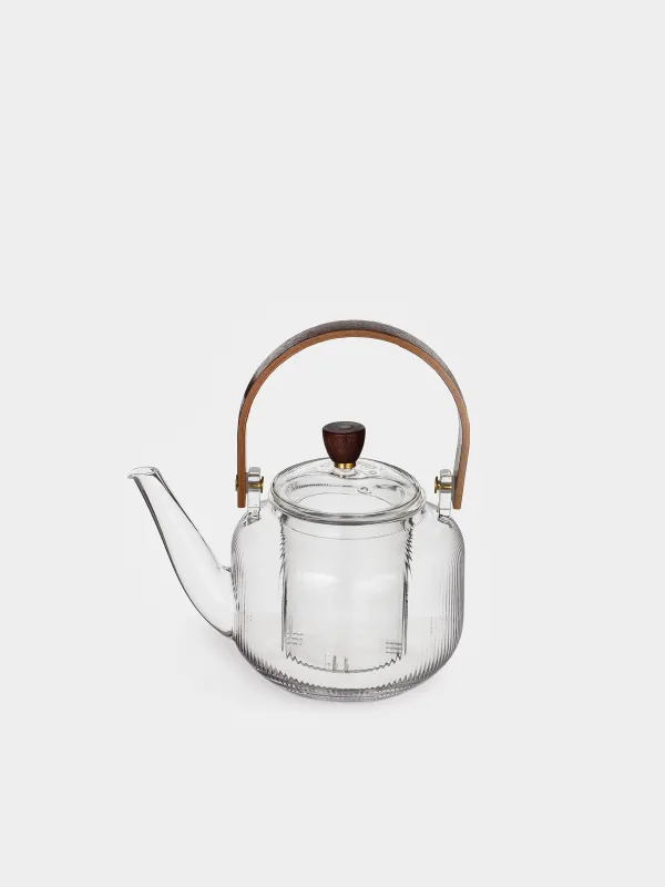 Teapot, 700 ml, glass B / wood, Ribby, image-0