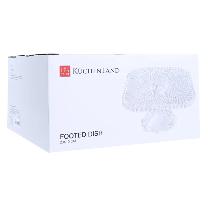 Dish on a leg, 20x10 cm, glass, square, Naiad, image-3