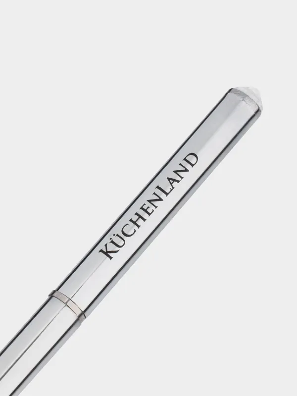 Ballpoint pen, 13 cm, with crystal, metal, silver, Draw, image-3