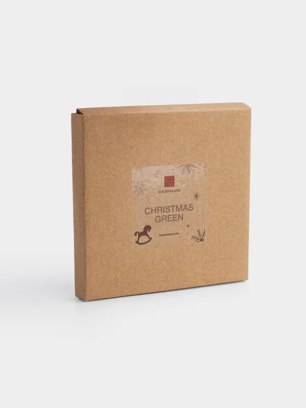 Coaster, 11 cm, round, ceramic / cork, White, Horse, Christmas green, image-3