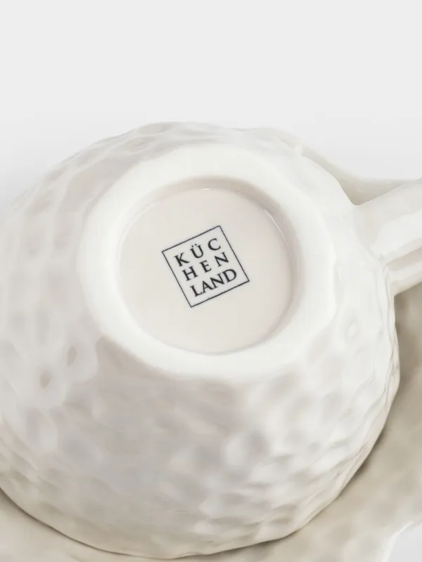 Tea pair, 1 person, 2 itemsr, 350 ml, porcelain P, white, Crumpled effect, Crumple, image-2